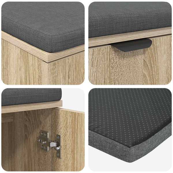 Halli penkki tyynyllä hyllyllä Sonoman tammi 80 x 38 x 46 cm
