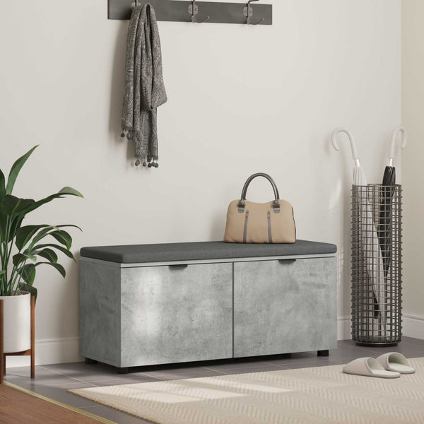 Halli penkki tyynyllä hyllyllä Betoni Harmaa 100 x 38 x 46 cm
