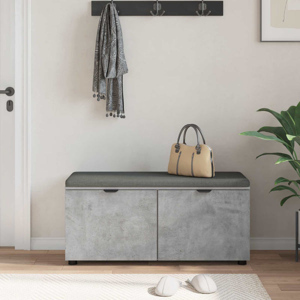 Halli penkki tyynyllä hyllyllä Betoni Harmaa 100 x 38 x 46 cm