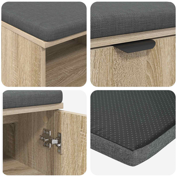 Halli penkki tyynyllä hyllyllä Sonoman tammi 80 x 38 x 46 cm