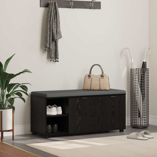Halli penkki tyynyllä hyllyllä Musta Tammi 100 x 38 x 46 cm