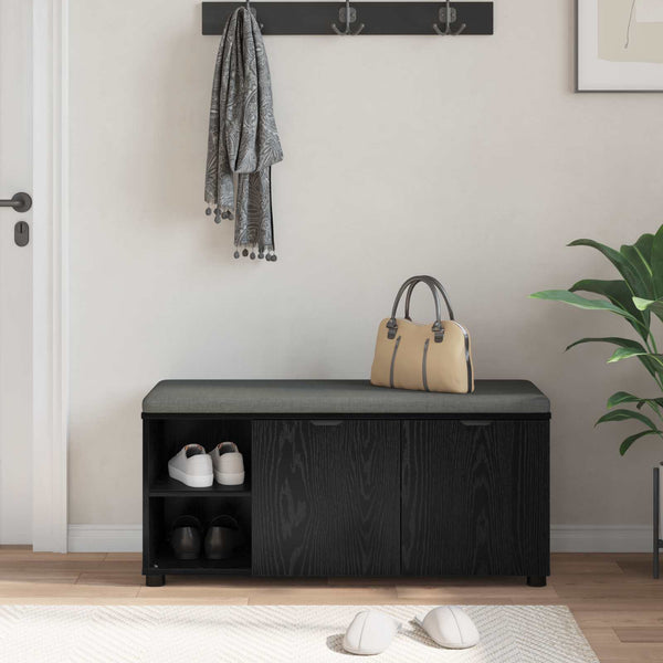 Halli penkki tyynyllä hyllyllä Musta Tammi 100 x 38 x 46 cm