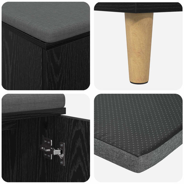 Halli penkki Musta Tammi 60 x 38 x 46 cm Insinööripuu ja kangas