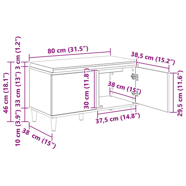 Halli penkki Musta Tammi 80 x 38 x 46 cm Insinööripuu ja kangas
