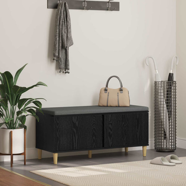 Halli penkki tyynyllä ovella Musta Tammi 100 x 38 x 46 cm