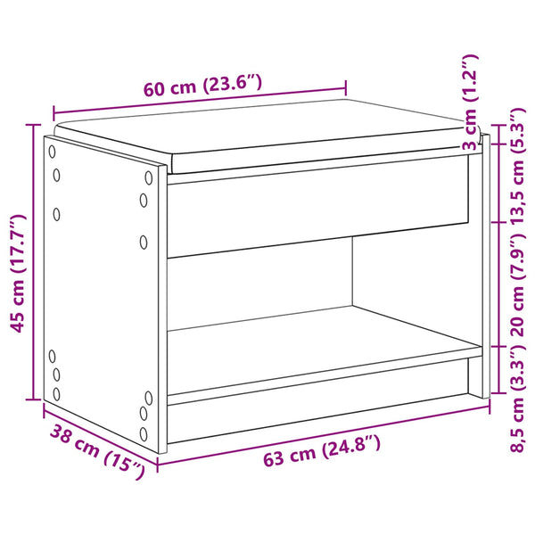 Halli penkki Betoni Harmaa 63 x 38 x 45 cm