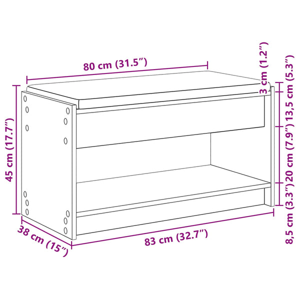Halli penkki Betoni Harmaa 83 x 38 x 45 cm
