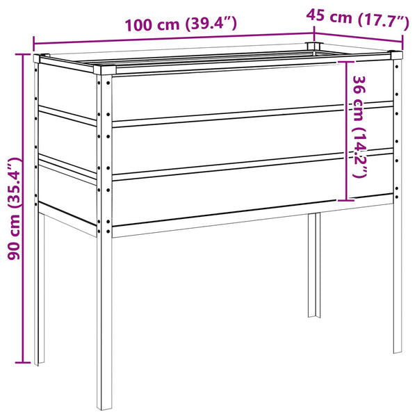 Kukkalaatikko Antrasiitti 100 x 45 x 90 cm Galvanoitu teräs