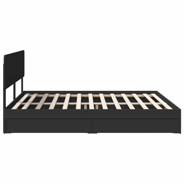 Säilytyssänky laatikon kanssa Musta 200 x 200 cm Tekninen puu