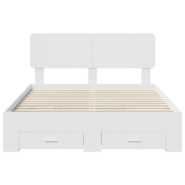 Sängyn runko päätyllä Valkoinen 5FT King Size Tekninen puu
