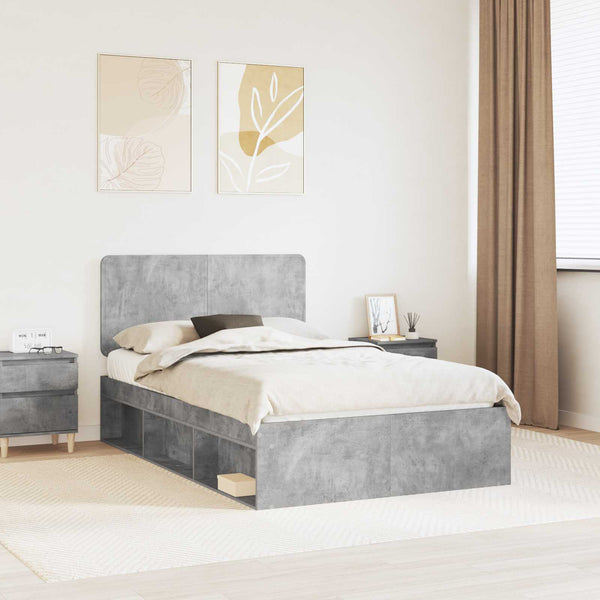 Sängyn runko Betoninharmaa 120 x 200 cm Massiivinen mänty