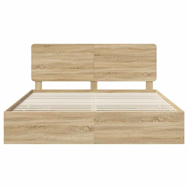 Sängyn runko päätyllä Sonoman tammi 200 x 200 cm Insinööripuuta