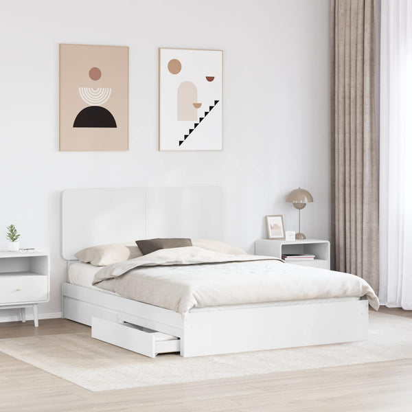 Säilytyssänky päätyllä Valkoinen 5FT King Size Tekninen puu