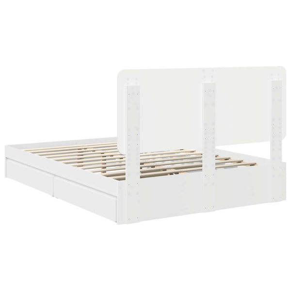 Säilytyssänky päätyllä Valkoinen 5FT King Size Tekninen puu