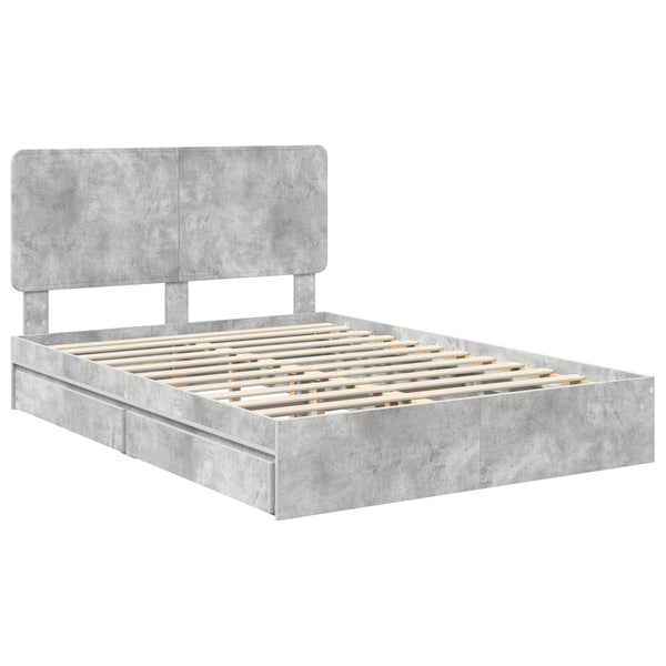 Säilytyssänky päätyllä Betoni Harmaa 5FT King Size Tekninen puu