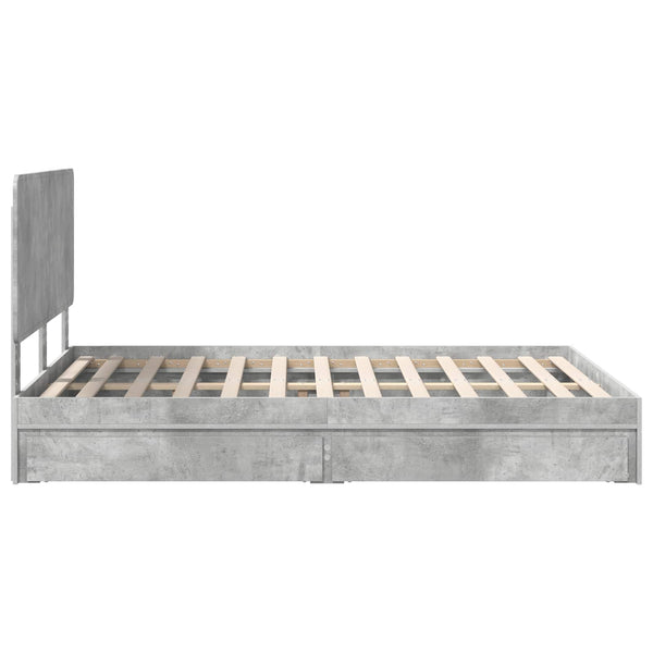 Säilytyssänky päätyllä Betoni Harmaa 5FT King Size Tekninen puu