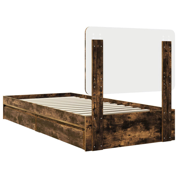 Säilytyssänky päätyllä Savupähkinä 90 x 200 cm Tekninen puu