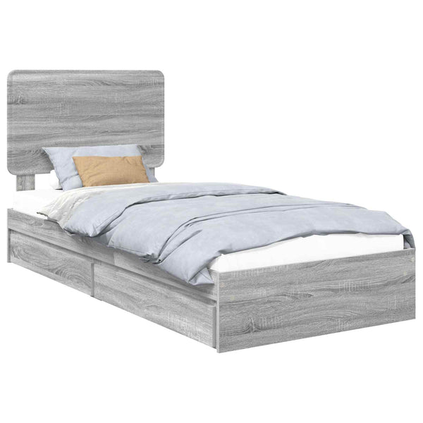 Säilytyssänky päätyllä Harmaa Sonoma 3FT Single Tekninen puu