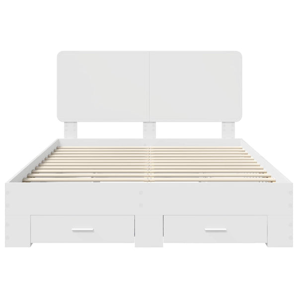 Sängyn runko päätyllä Valkoinen 5FT King Size Tekninen puu