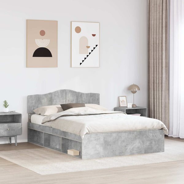 Sängyn runko päätyllä Betoni 160 x 200 cm Massiivinen mänty