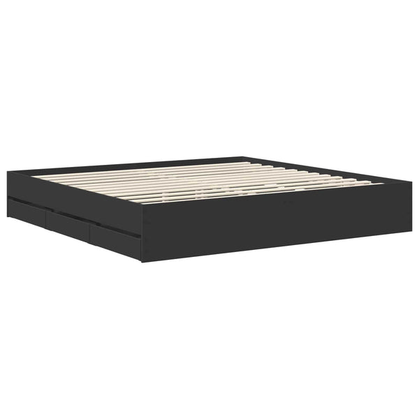 Sängyn runko laatikon kanssa Musta 200 x 200 cm Insinööripuuta