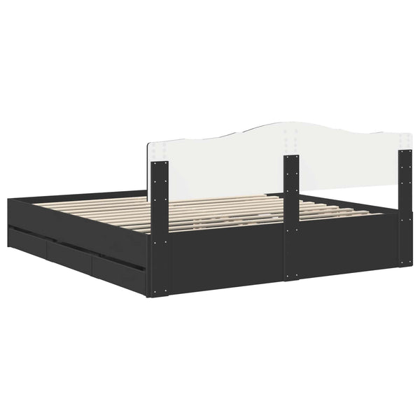 Sängyn runko laatikon kanssa Musta 200 x 200 cm Insinööripuuta