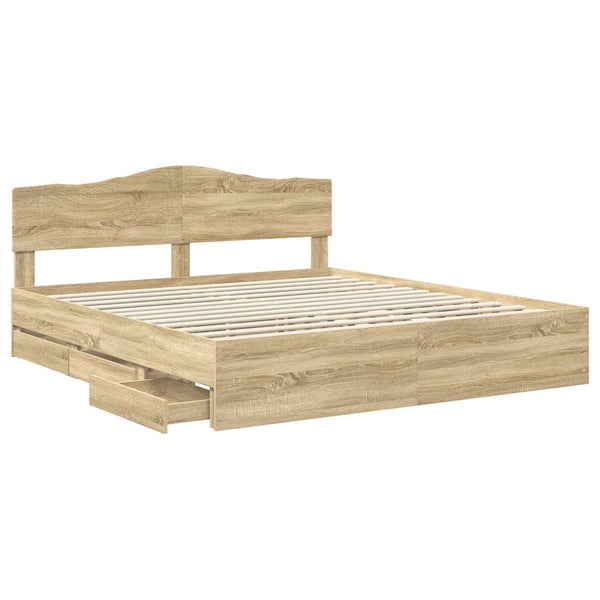 Sängyn runko päätyllä Sonoman tammi 200 x 200 cm Insinööripuuta