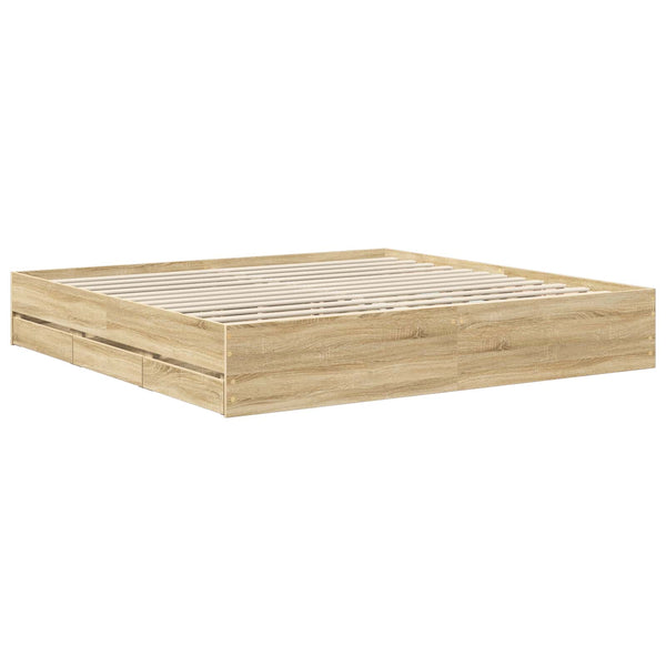 Sängyn runko päätyllä Sonoman tammi 200 x 200 cm Insinööripuuta