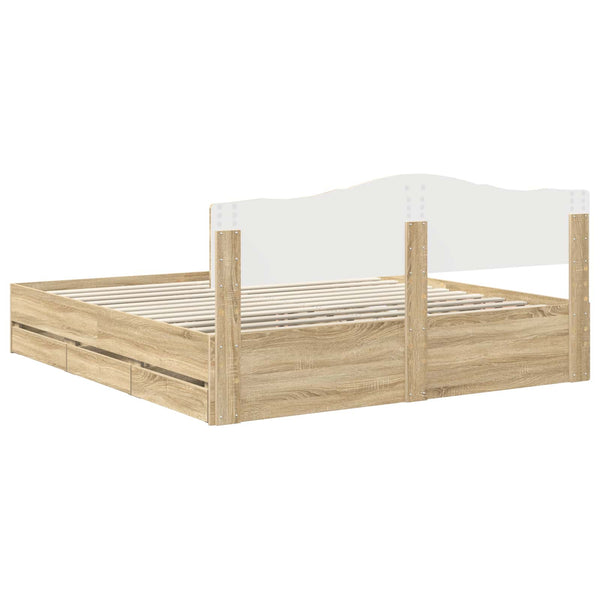 Sängyn runko päätyllä Sonoman tammi 200 x 200 cm Insinööripuuta