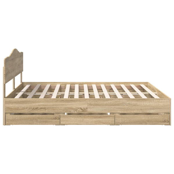 Sängyn runko päätyllä Sonoman tammi 200 x 200 cm Insinööripuuta