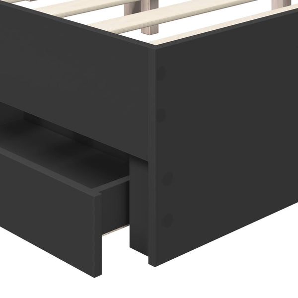 Sängyn runko laatikon kanssa Musta 5FT King Size Insinööripuuta