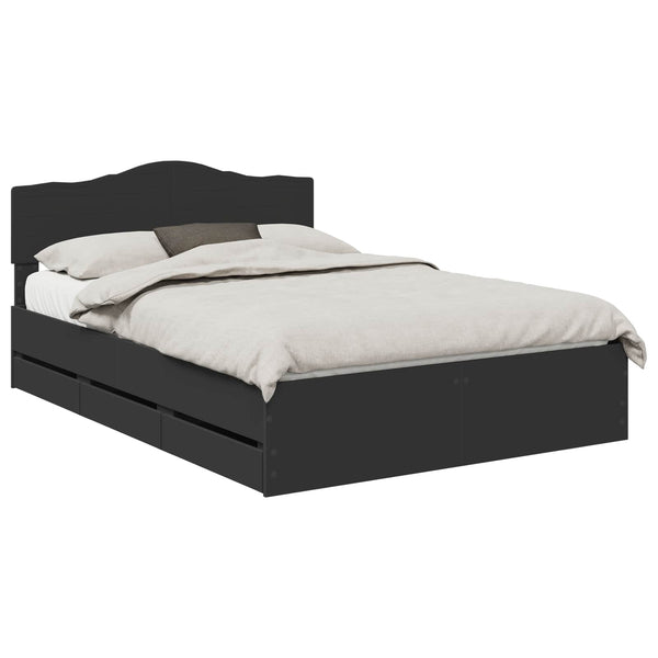 Sängyn runko laatikon kanssa Musta 5FT King Size Insinööripuuta