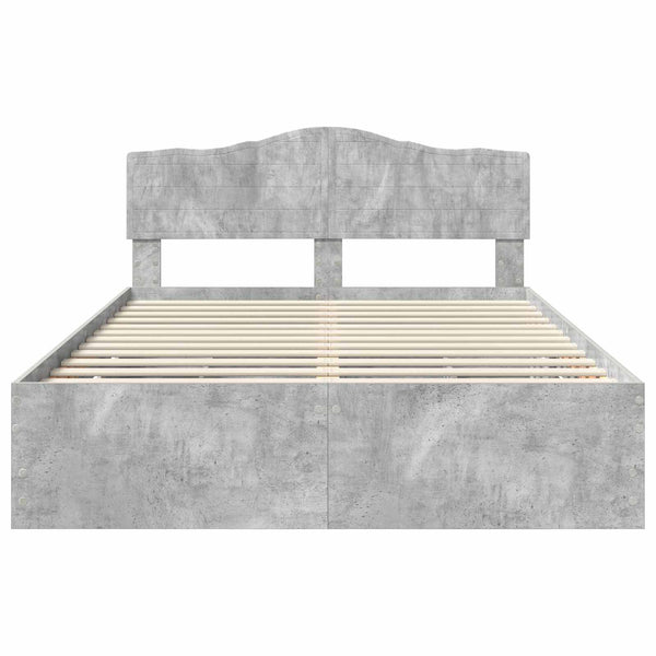 Sängyn runko päätyllä Betoni Harmaa 140 x 190 cm Insinööripuuta