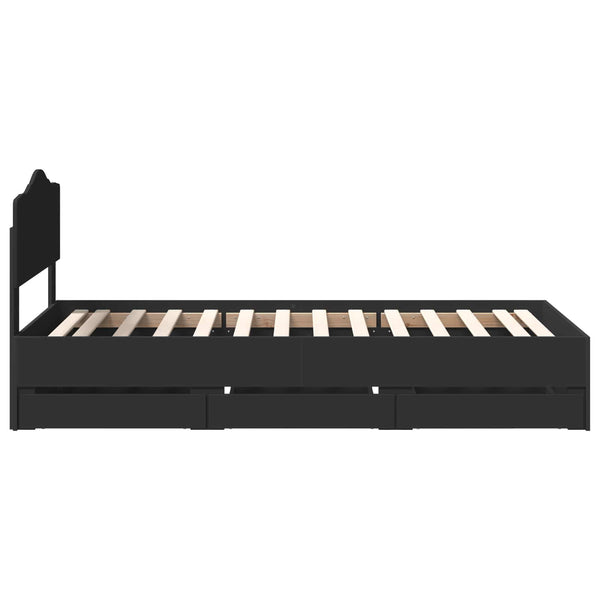 Sängyn runko laatikon kanssa Musta 90 x 200 cm Insinööripuuta