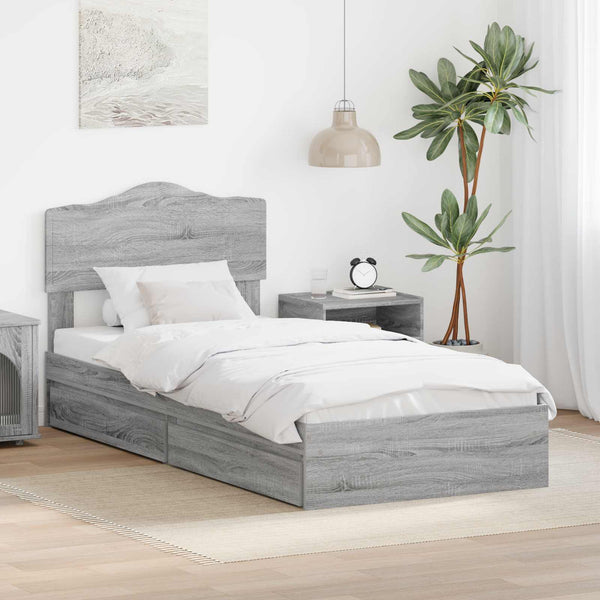 Säilytyssänky päätyllä Harmaa Sonoma 70 x 190 cm Tekninen puu