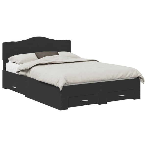 Sängyn runko laatikon kanssa Musta 140 x 190 cm Tekninen puu
