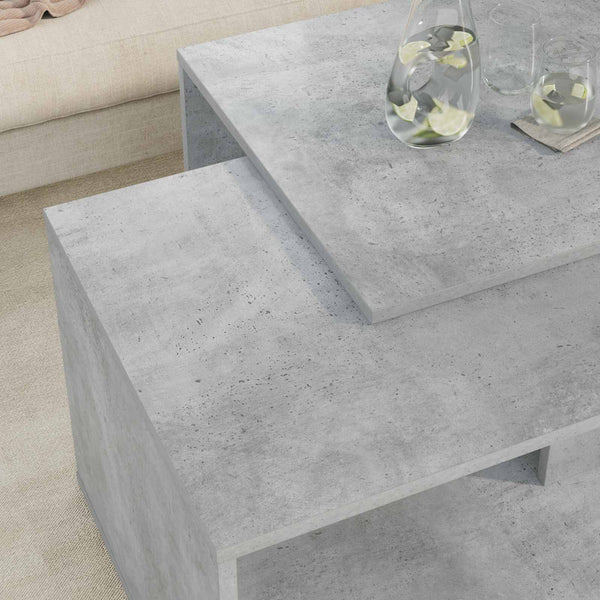 Kahvipöytäsetti 2 kpl Betoni Harmaa 90 x 48 x 40 cm