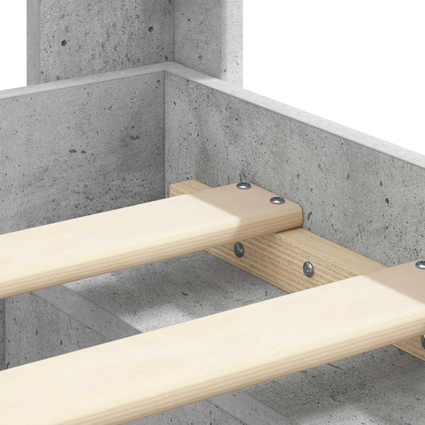 Sängynrunko säilytyksellä ja päänäytöllä Betoninharmaa