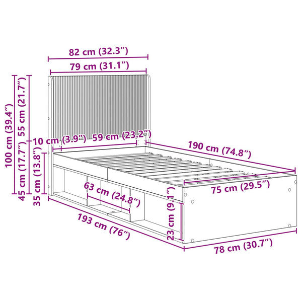 Sängynrunko säilytyksellä ja päänäytöllä Savutammi