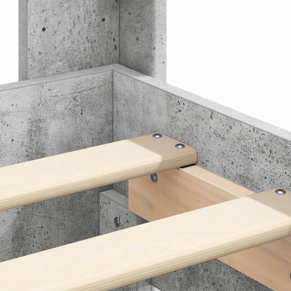 Sängynrunko säilytyksellä ja päänäytöllä Betoninharmaa