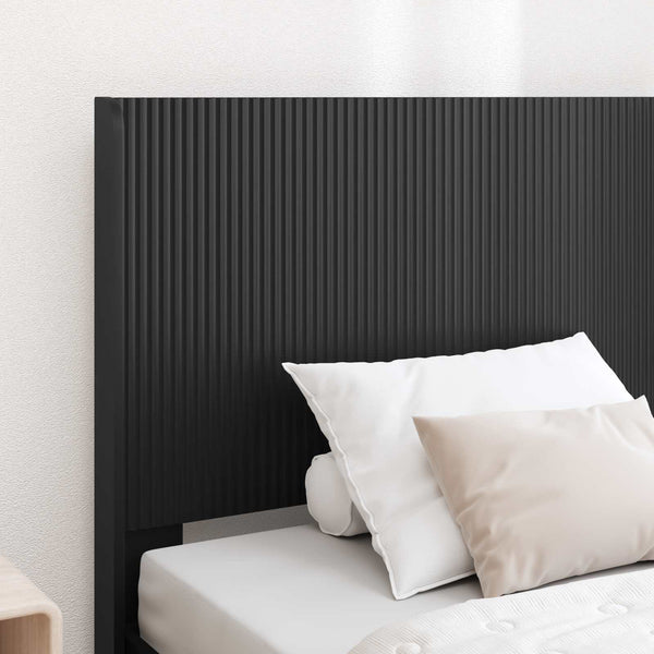 Sängynrunko säilytyksellä ja päänäytöllä Musta 100 x 200 cm
