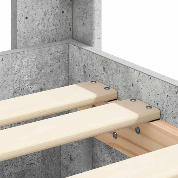 Sängynrunko säilytyksellä ja päänäytöllä Betoninharmaa