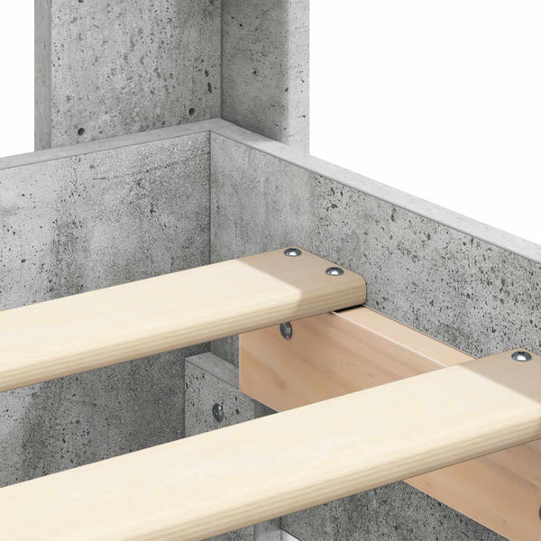 Sängynrunko säilytyksellä ja päänäytöllä Betoninharmaa