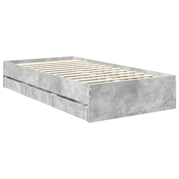Sängyn runko päätyllä Betoni Harmaa 90 x 200 cm Insinööripuuta