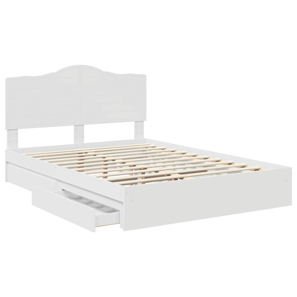 Säilytyssänky päätyllä Valkoinen 5FT King Size Tekninen puu