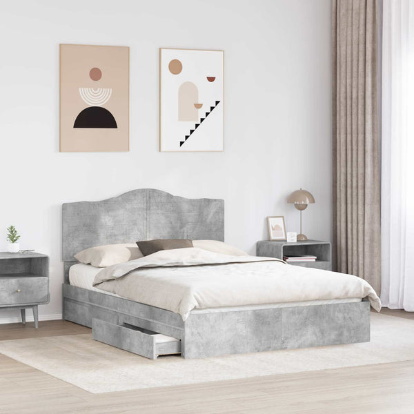 Säilytyssänky päätyllä Betoni Harmaa 5FT King Size Tekninen puu