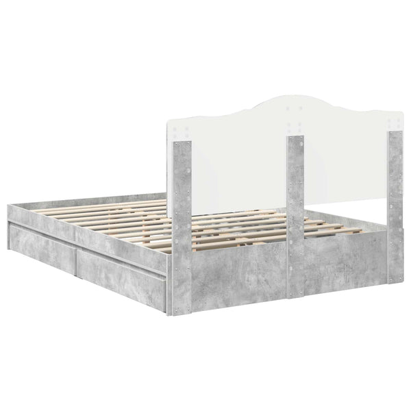 Säilytyssänky päätyllä Betoni Harmaa 5FT King Size Tekninen puu