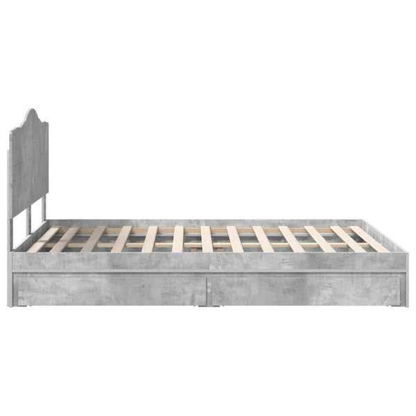 Säilytyssänky päätyllä Betoni Harmaa 5FT King Size Tekninen puu