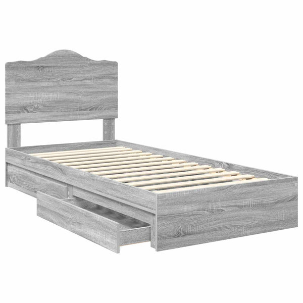 Säilytyssänky päätyllä Harmaa Sonoma 3FT Single Tekninen puu