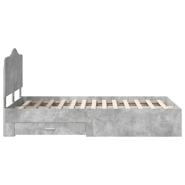 Sängyn runko päätyllä Betoni Harmaa 120 x 200 cm Tekninen puu